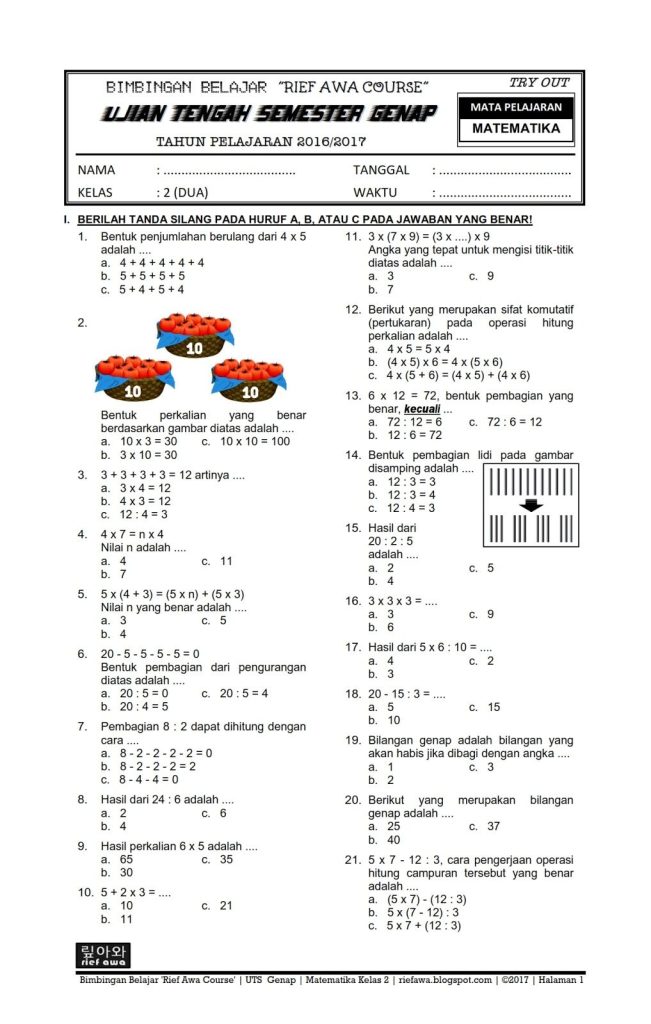 15 Contoh Soal Matematika SD Kelas 3 Kurikulum 2013 yang Sering Keluar Saat Ujian Terbaru