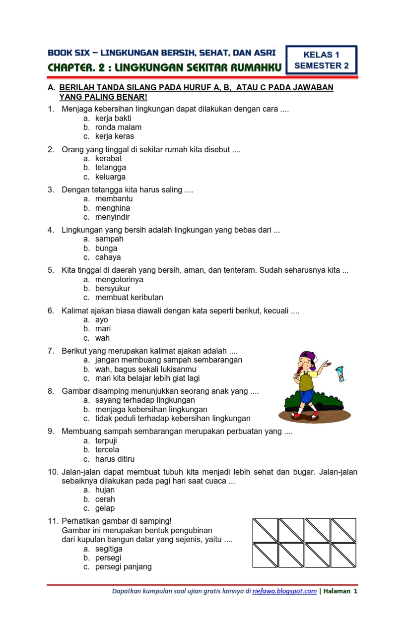15 Contoh Soal UTS Tema 6 Kelas 1 Semester 2 Lengkap dengan Kunci Jawaban Terupdate 2026