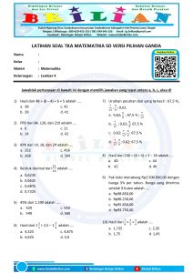Soal TKA Matematika SD Pilihan Ganda Lembar 4 dan Kunci Jawaban
