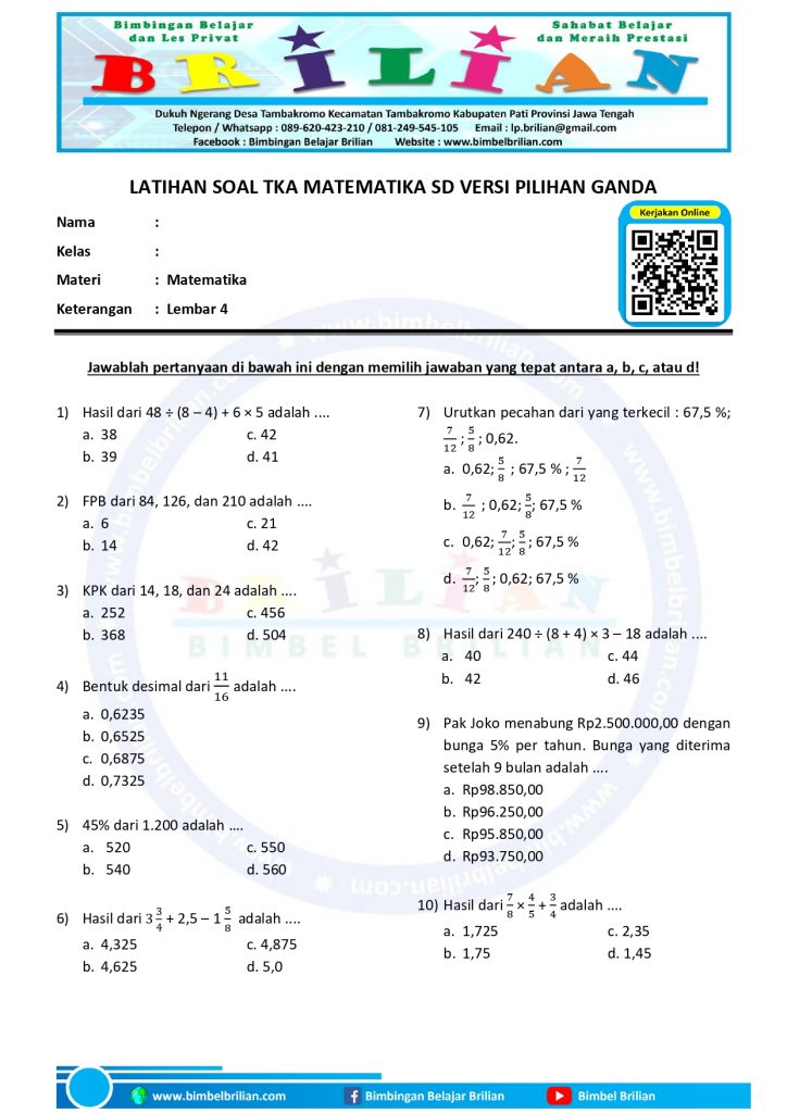 5 Rahasia Kuasai Contoh Soal Matematika Kelas 6 K13 KD 3.1 Agar Nilai Ujian Melonjak Naik