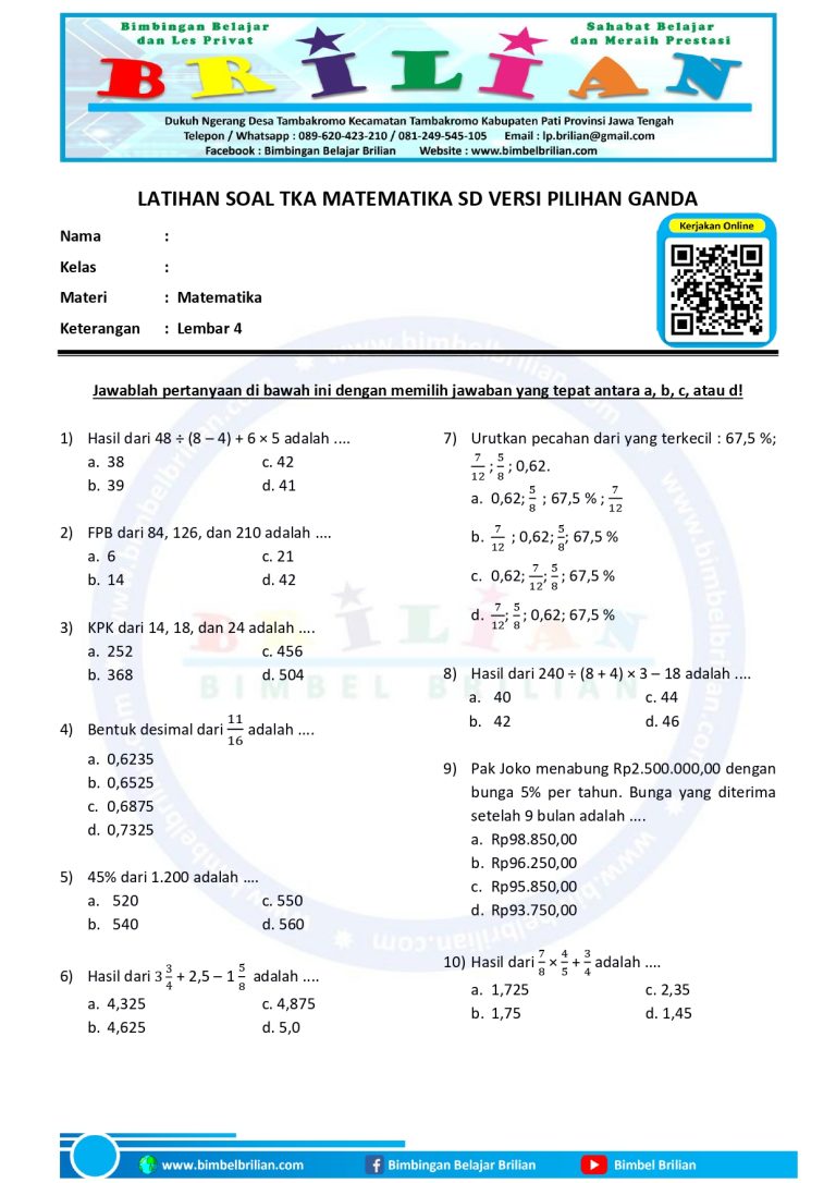5 Rahasia Kuasai Contoh Soal Matematika Kelas 6 K13 KD 3.1 Agar Nilai Ujian Melonjak Naik