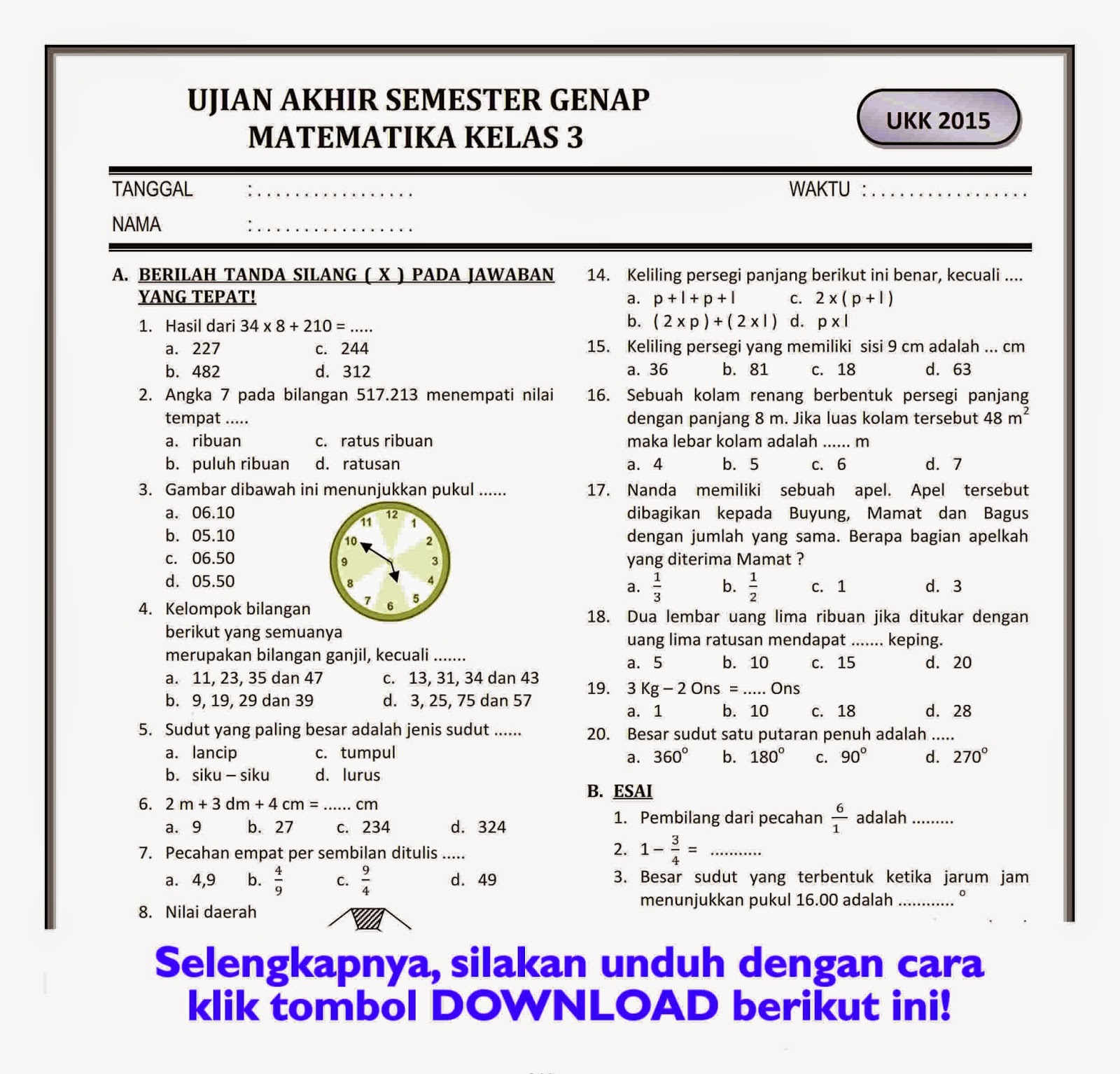 5 Rahasia Mudah Memahami Contoh Soal Matematika Kelas 3 Windu Lusin Agar Anak Cepat Pintar