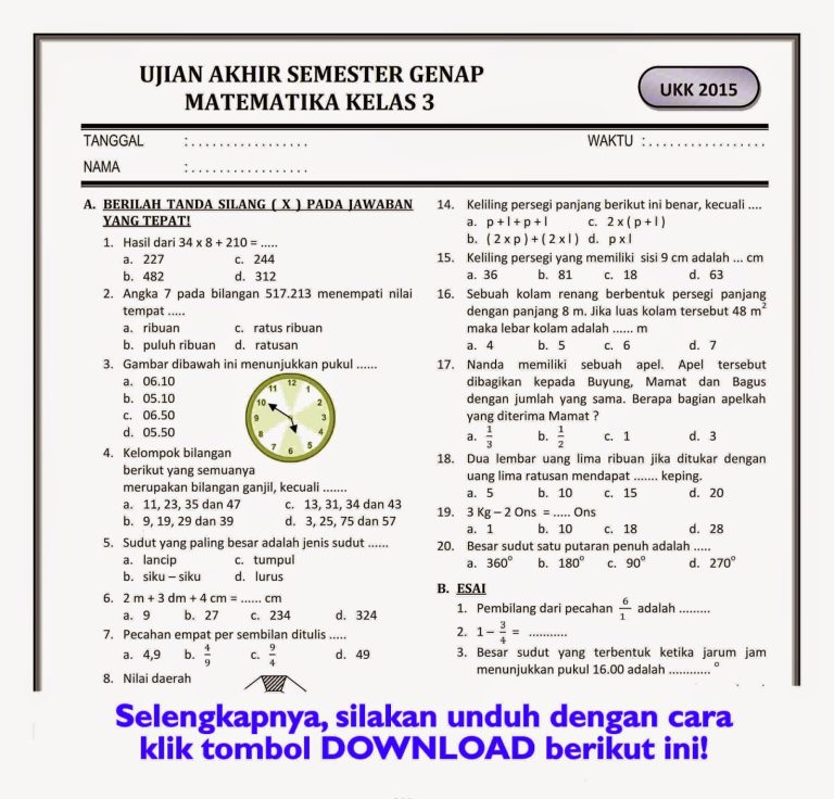 7 Rahasia Latihan Contoh Soal Matematika Kelas 3 Tingkat Internasional Agar Anak Jenius