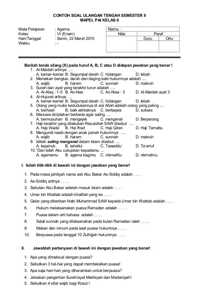 7 Rahasia Nilai Sempurna Menguasai Soal Ulangan Harian PAI Kelas 6 Semester 1 Terbaru 2026