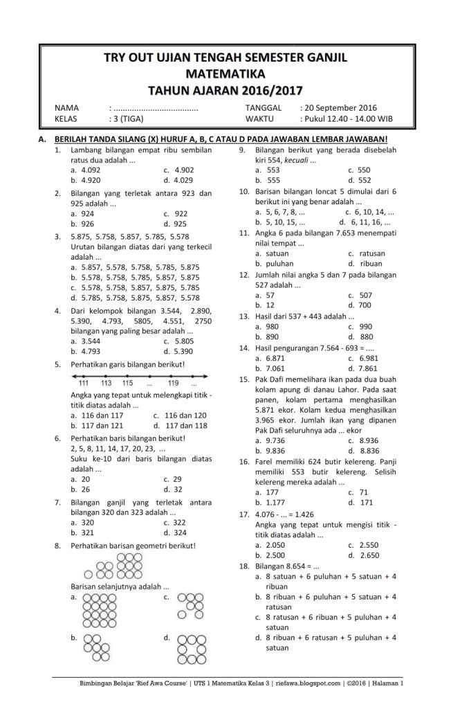 7 Rahasia Nilai Sempurna dengan Latihan Contoh Soal Matematika Kelas 3 SMP Semester 1