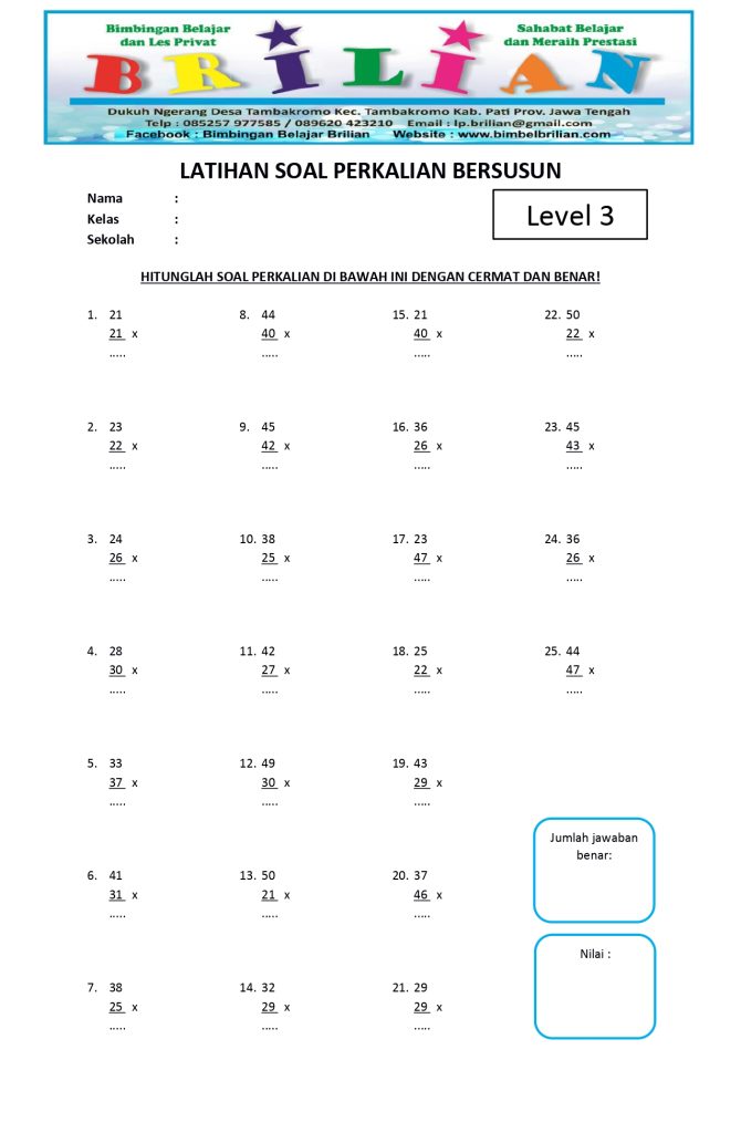 12 Contoh Soal Matematika Perkalian dan Pembagian untuk Kelas 3 yang Harus Dikuasai
