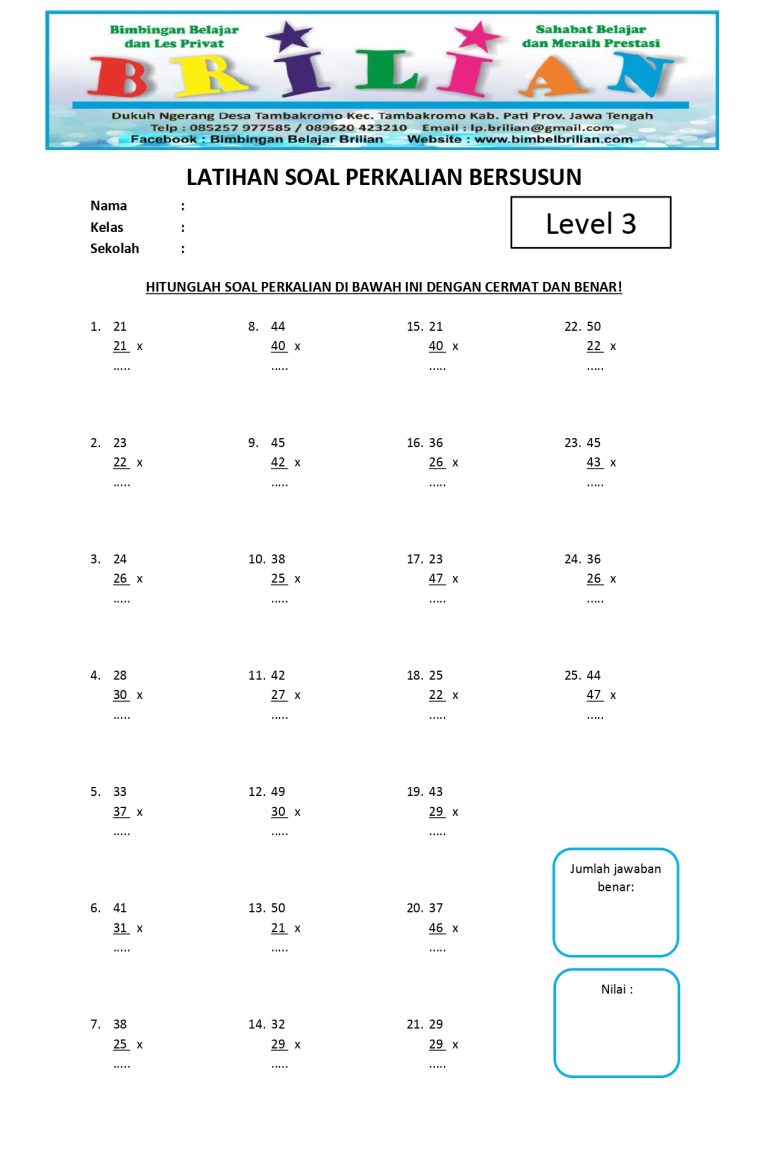 12 Contoh Soal Matematika Perkalian dan Pembagian untuk Kelas 3 yang Harus Dikuasai