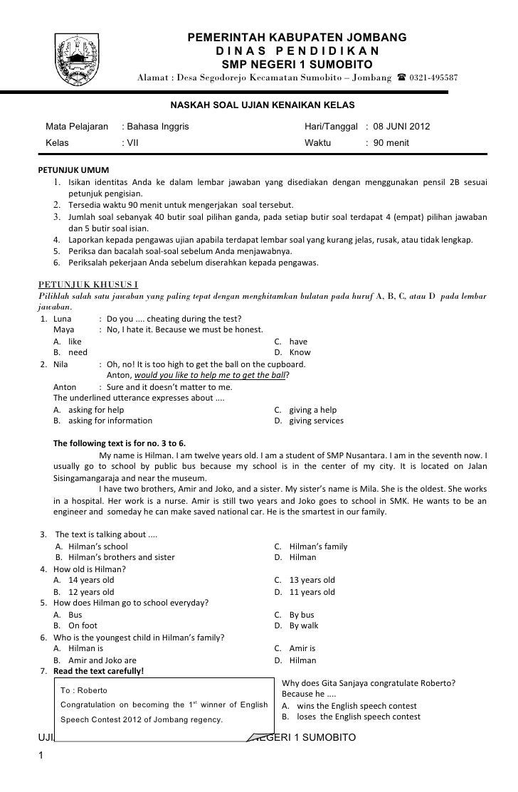 31 Contoh Soal Bahasa Indonesia Kelas 7 Semester 2 Aprender inglés