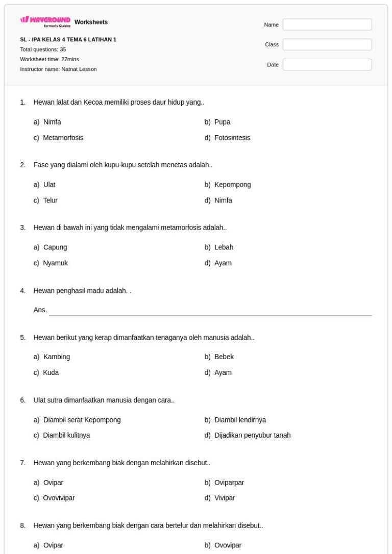 5 Latihan Soal Kelas 4 Tema 6 Beserta Kunci Jawaban, Wajib Dicoba! 5 Latihan Soal Kelas 4 Tema 6 Beserta Kunci Jawaban, Wajib Dicoba!