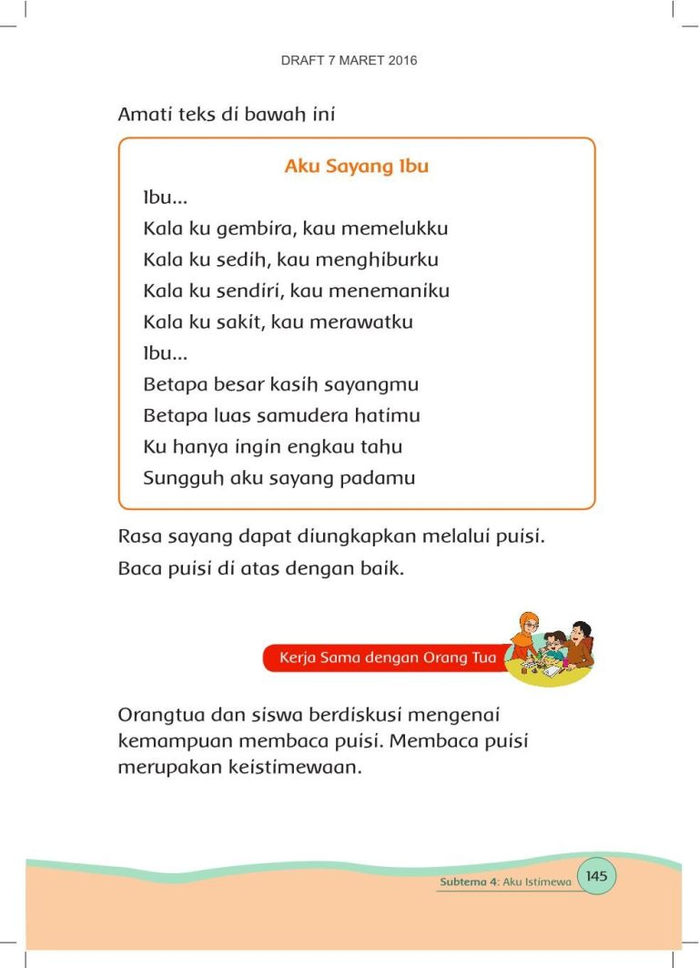 7 Contoh Soal Bahasa Indonesia Puisi Anak Kelas 1 SD yang Wajib Diketahui Orang Tua