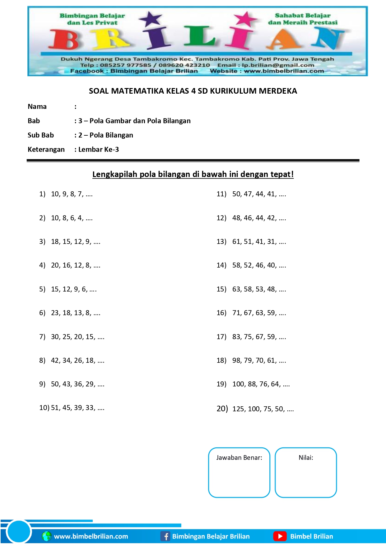 Akhirnya Ada Bank Soal Matematika SD Kelas 4 Semester 1 Lengkap Kunci Jawaban Tahun 2026