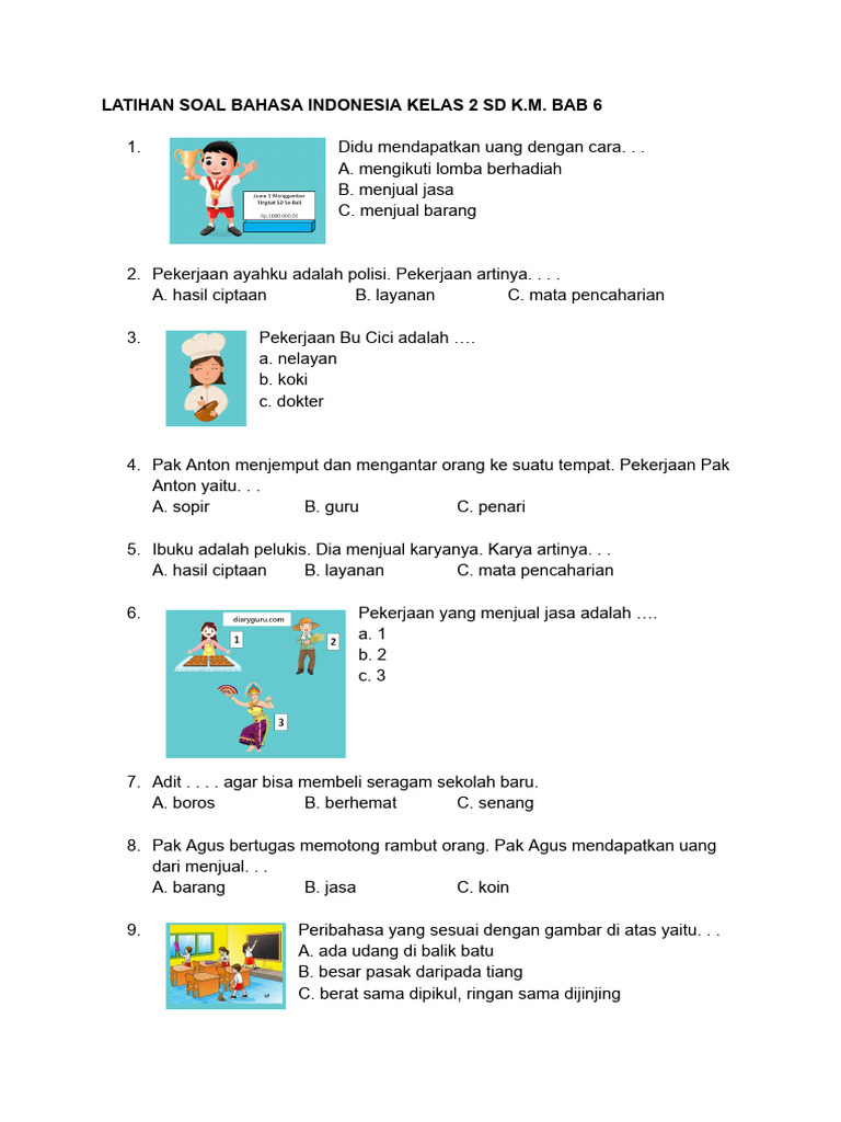 Latihan Soal Bahasa Indonesia Kelas 2 SD Penggunaan Waktu Latihan Soal Bahasa Indonesia Kelas 2 SD Penggunaan Waktu