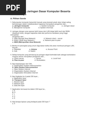 7 Tips Contoh Soal Komputer Jaringan Dasar Pilgan Kelas 10 Semester 2 Agar Lulus Ujian