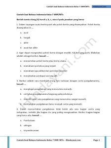 contoh soal uts bahasa indonesia smp kelas 7 semester 1
