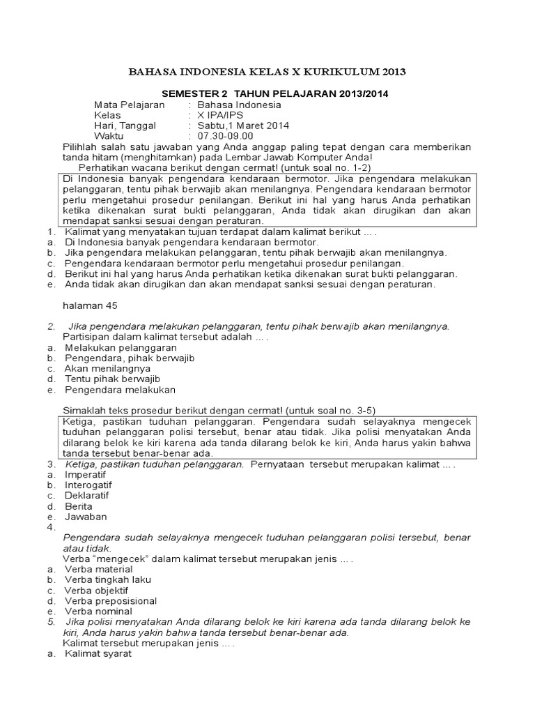 Terbukti contoh soal bahasa indonesia kelas x semester 1 kurikulum 2013 nilai PKN melesat