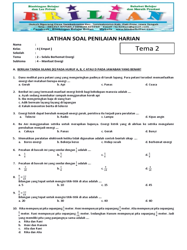 7 contoh soal kurtilas kelas 4 subtema 2 yang Wajib Diketahui Sebelum Ujian Dimulai