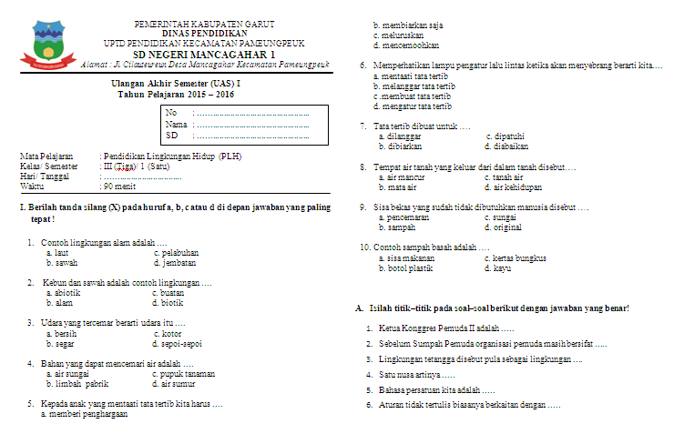 Rahasia Lulus Nilai Sempurna dengan Soal UAS Kelas 3 KTSP Tahun 2019 Semester 1 Rahasia Lulus Nilai Sempurna dengan Soal UAS Kelas 3 KTSP Tahun 2019 Semester 1