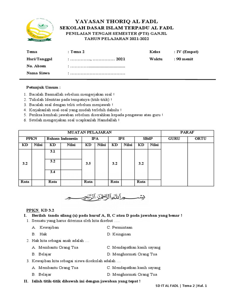 Rahasia Skor Tinggi dengan Latihan Soal PTS Tema 2 Kelas 4 Ini Wajib Tahu