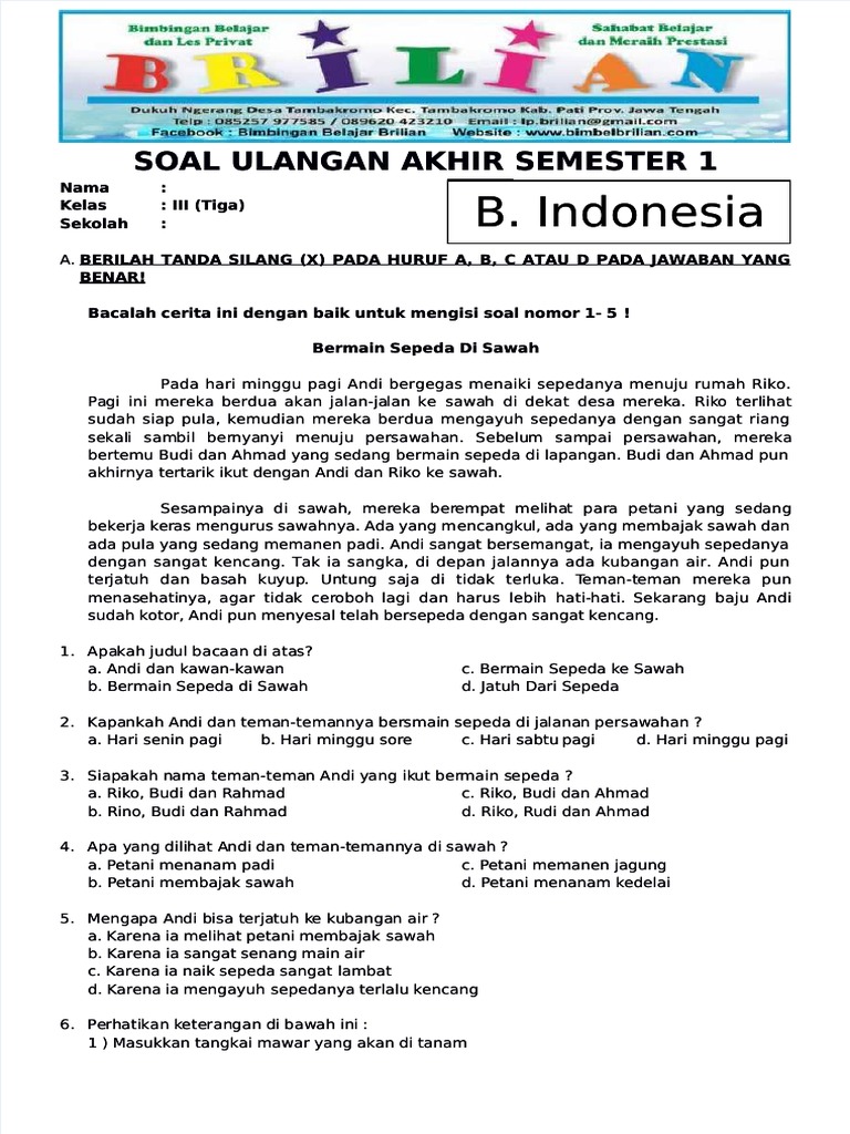Wajib Tahu Bocoran Soal UAS Kelas 3 K13 Tema 1 Agar Nilai Anak Melejit Tinggi