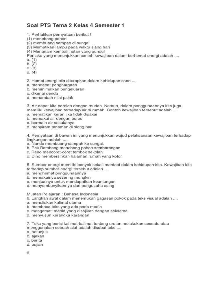 Wajib Tahu Bocoran soal pts tema 2 kelas 4 semester 1 Agar Nilai Kamu Maksimal Wajib Tahu Bocoran soal pts tema 2 kelas 4 semester 1 Agar Nilai Kamu Maksimal