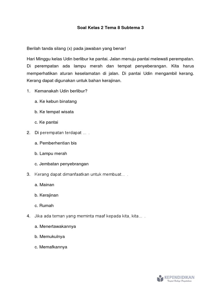 Wajib Tahu! Link Download Soal UAS Kelas 2 Tema 8 Subtema 3 PDF Terbaru Agar Nilai Maksimal Wajib Tahu! Link Download Soal UAS Kelas 2 Tema 8 Subtema 3 PDF Terbaru Agar Nilai Maksimal