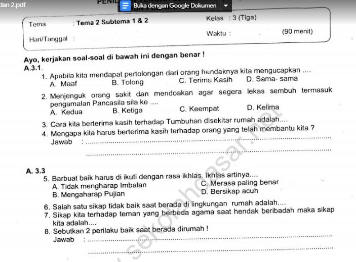 Wajib Tahu! Inilah Kumpulan Contoh Soal Kurikulum 2013 Kelas 3 Tema 2 Terbaru Wajib Tahu! Inilah Kumpulan Contoh Soal Kurikulum 2013 Kelas 3 Tema 2 Terbaru